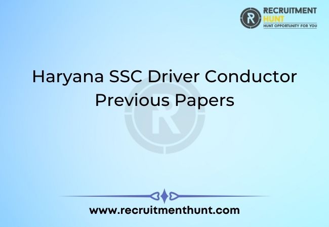 Haryana SSC Driver Conductor Previous Papers