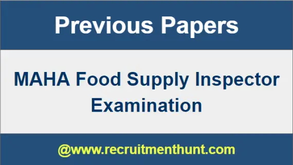 MAHA Food Supply Inspector Previous Question Papers