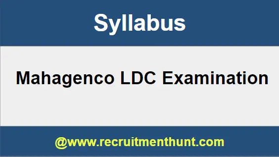 Mahagenco LDC Syllabus