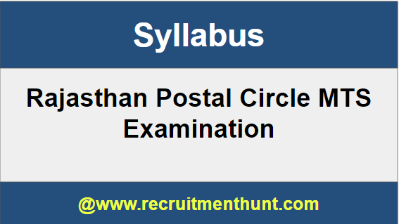 Rajasthan Postal Circle MTS Syllabus