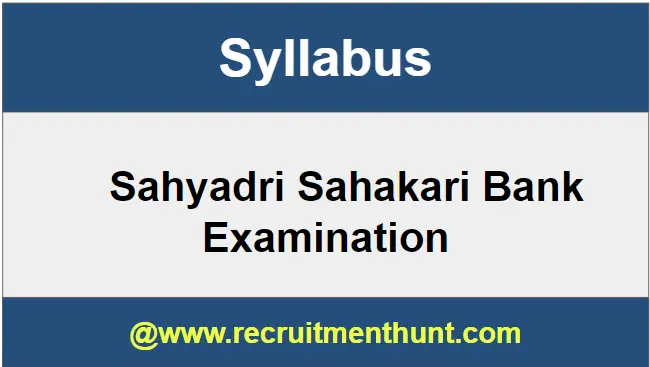 Sahyadri Sahakari Bank Syllabus