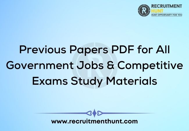 Previous Papers PDF for All Government Jobs