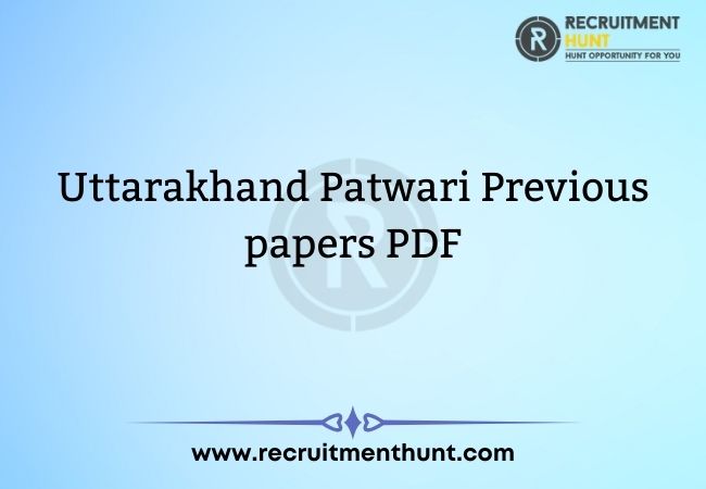 Uttarakhand Patwari Previous papers PDF