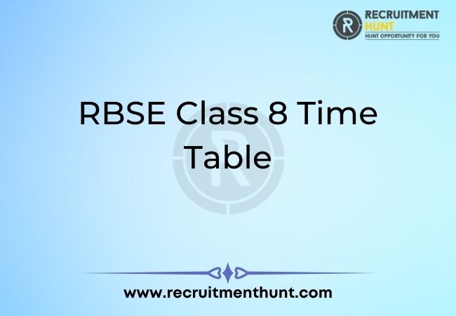 RBSE Class 8 Time Table